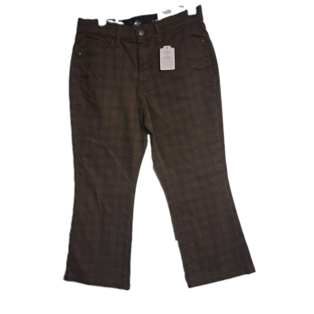NWT Women's St John's Bay Kick Crop Jeans Size 4P Black Check